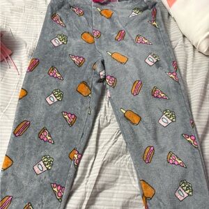 Gray Pajama Pants with Food Print